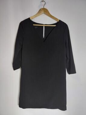 MNG BASICS Black Dress Solid 3/4 Sleeve Knee Length Women Size 4